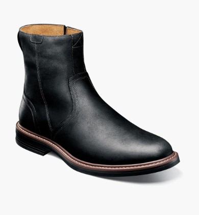 Florsheim Norwalk Plain Toe side zip boot Black Crazy Horse