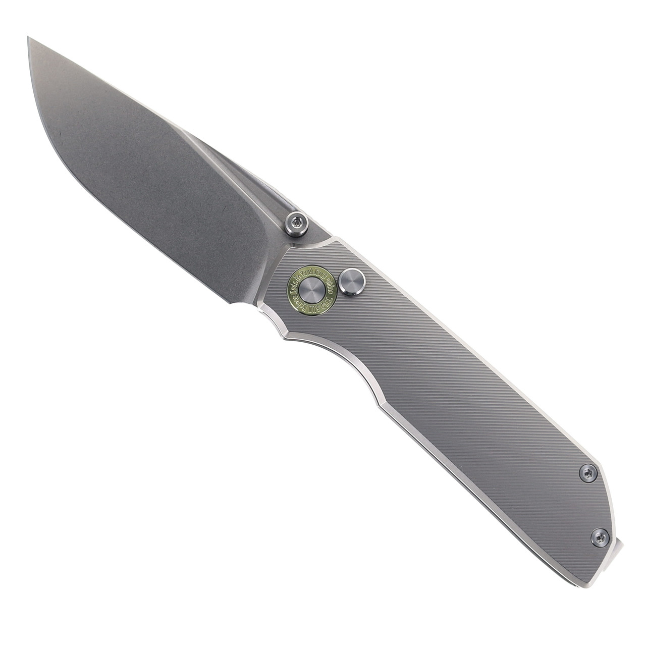 TwoSun Folding Knife Gray Titanium Handle K110 Plain Edge
