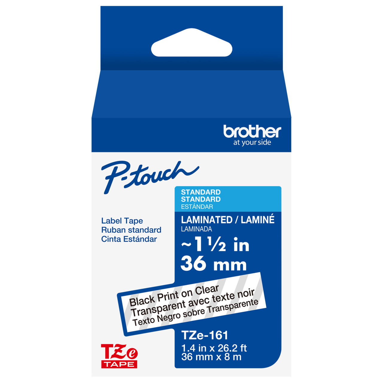 Brother TZe-161 1.5 Black On Clear P-touch Tape - 36mm TZ161