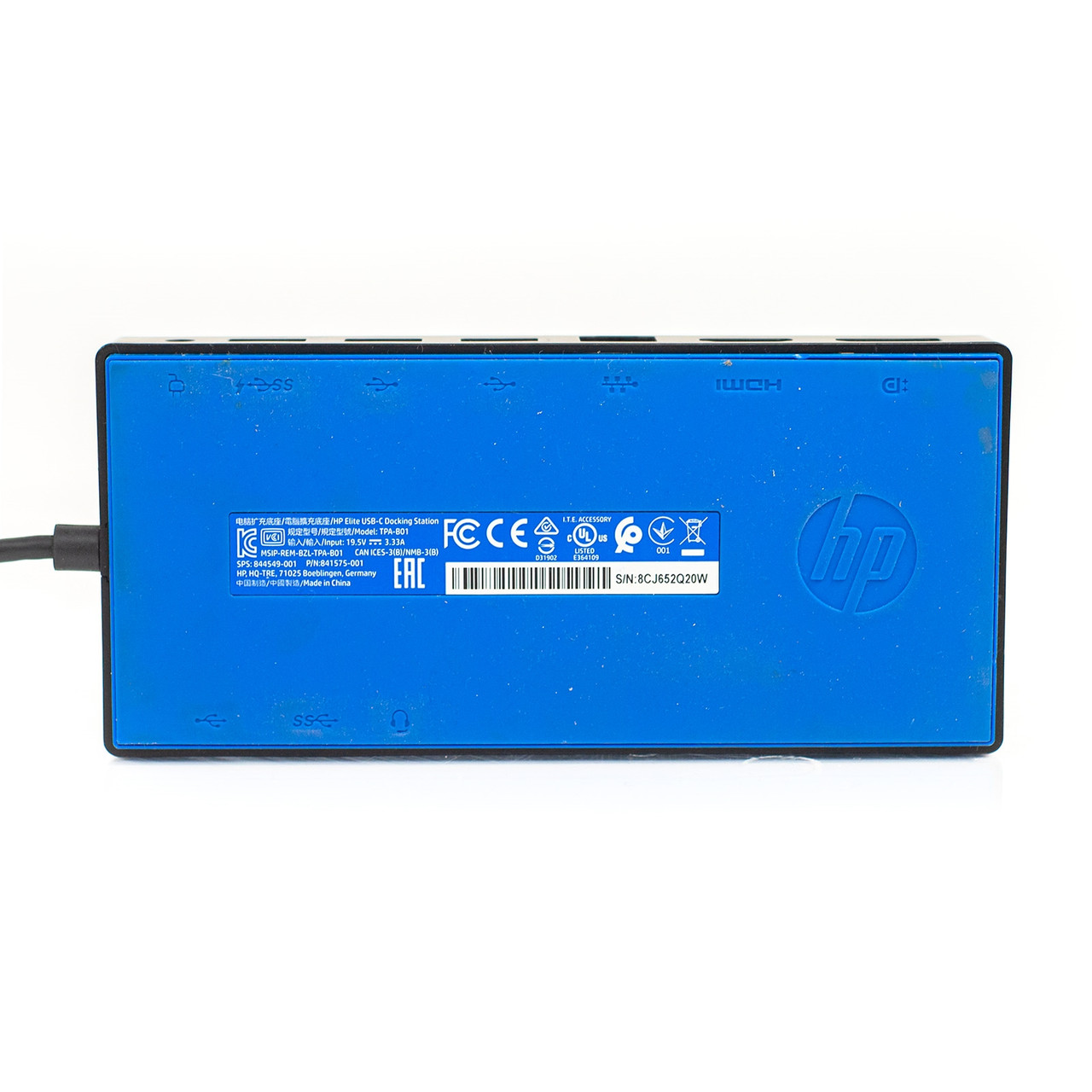 HP Elite USB-C TPA-B01 Docking Station USB 3.0 HDMI DP 841575-001