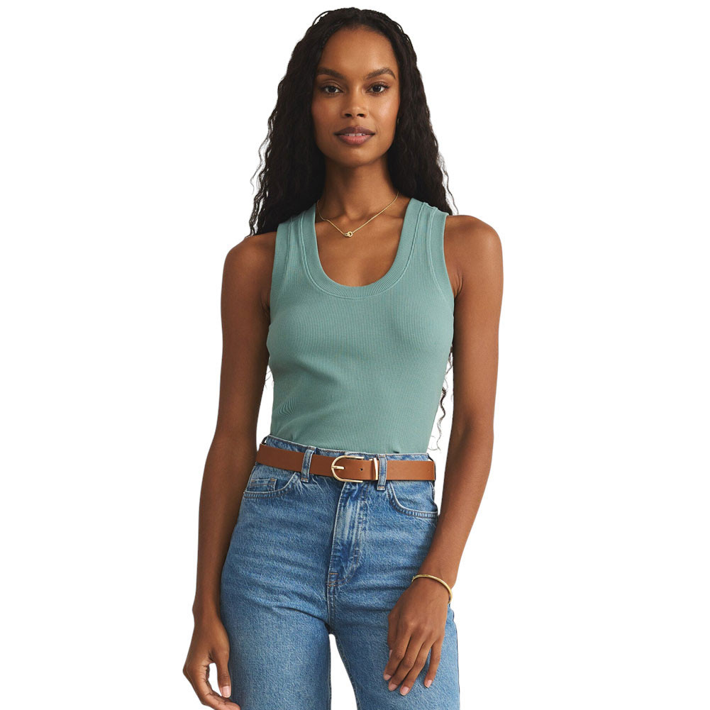 Z SUPPLY SIRENA RIB TANK TOP SEA PINE | PURPLE LEOPARD BOUTIQUE