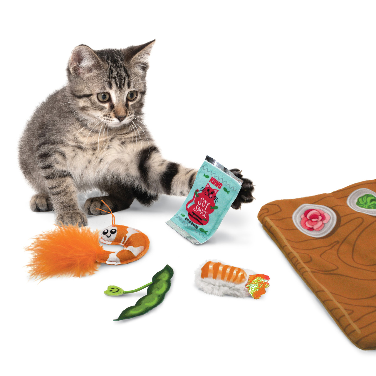 Pull-a-Partz 5-in-1 Sensory Cat Toy, Sushi, with Premium North