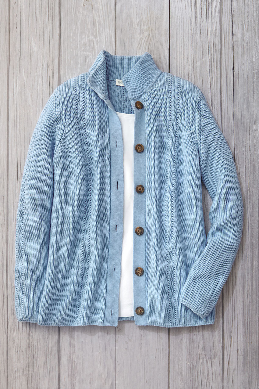 Shaker Detail Button Cardigan - Coldwater Creek