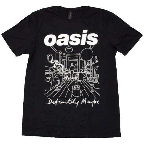 Oasis Unisex T-Shirt Definitely Maybe Line Drawing Black
