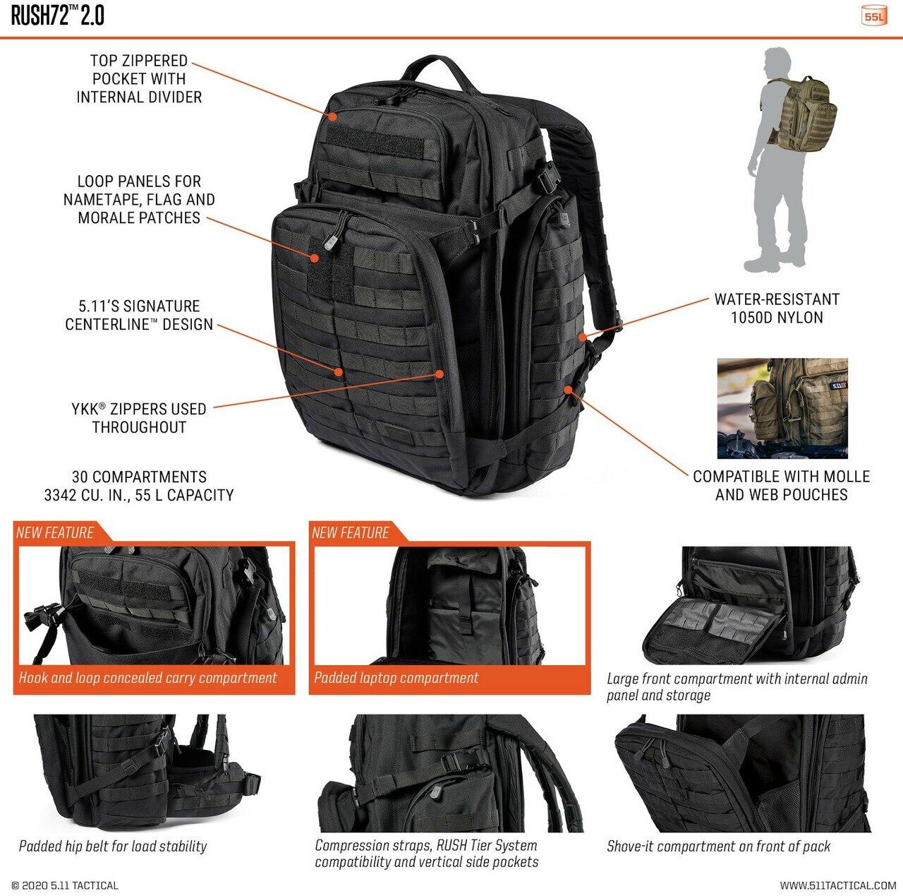5.11 Tactical RUSH 72 2.0 Multicam Tactical Backpack 56566