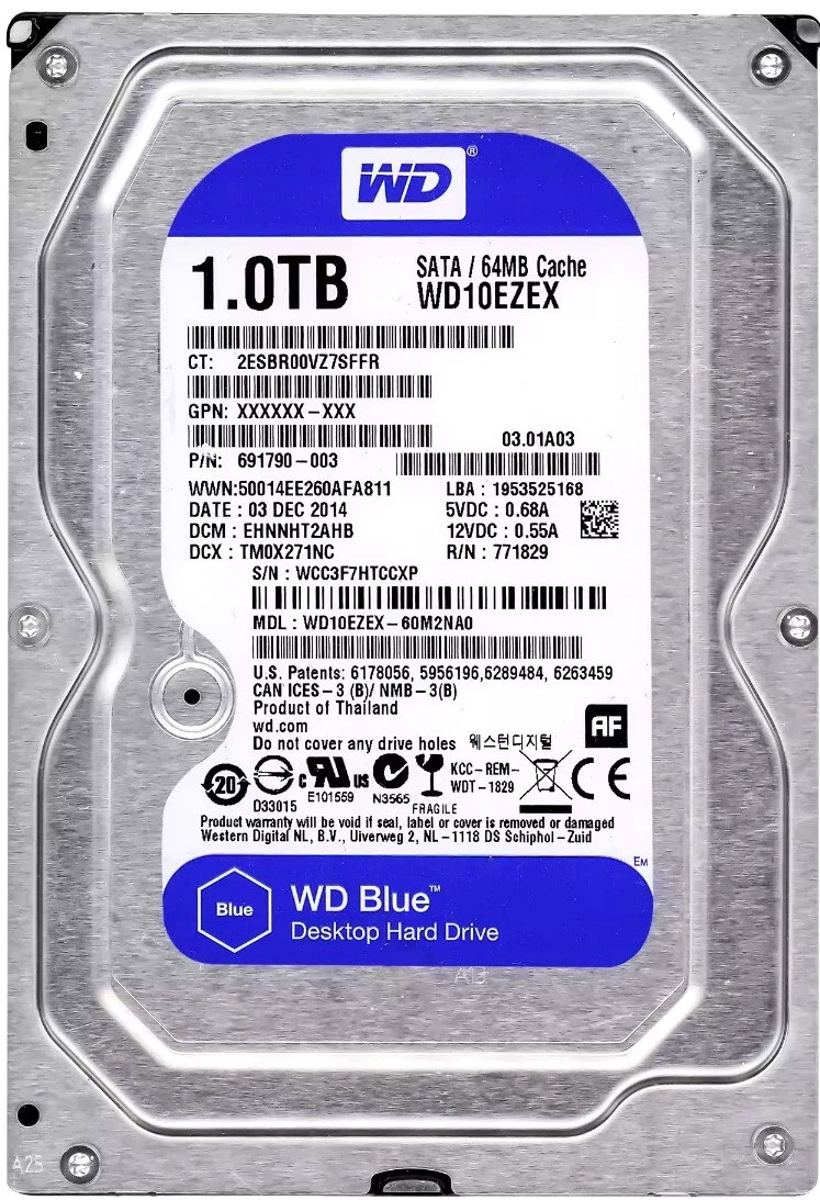Western Digital WD10EZEX-00BN5A0 - 1TB 7.2K RPM SATA 3.5