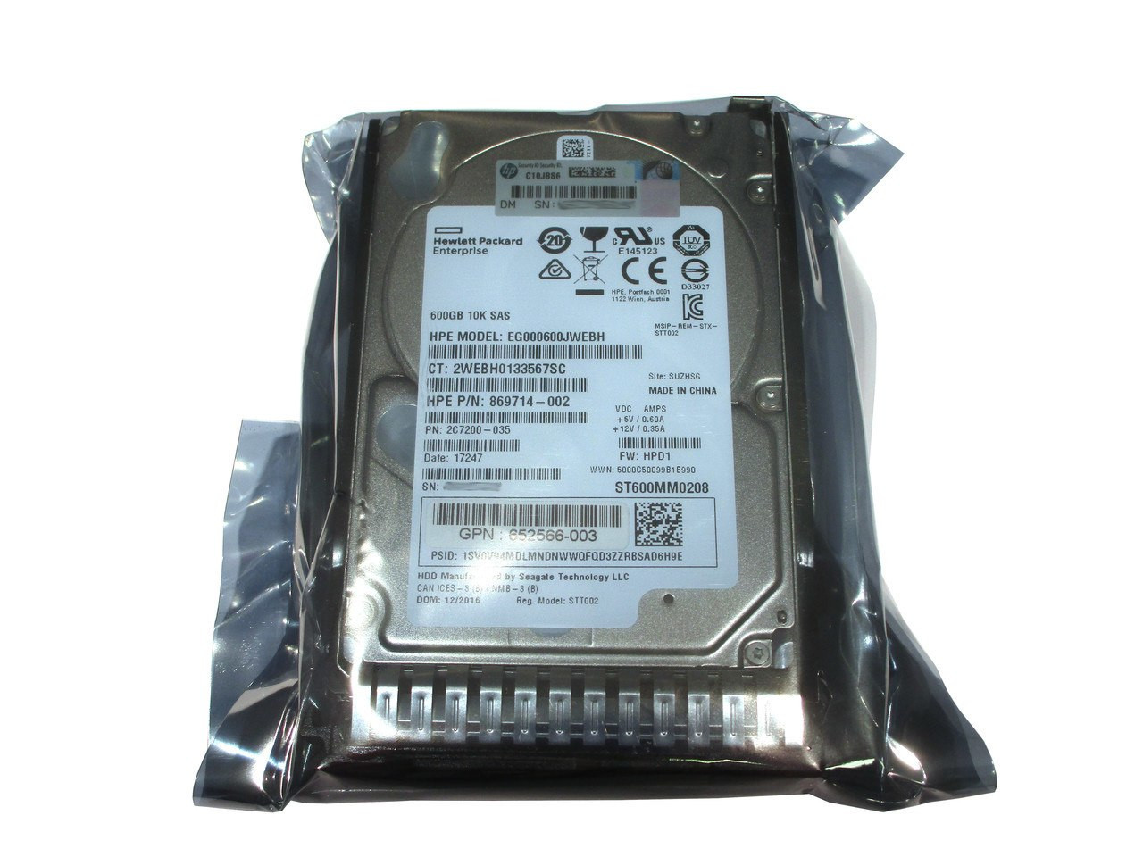 781577-001 HPE 600GB 12G SAS 10K 2.5” SC Hard Drive G8/G9