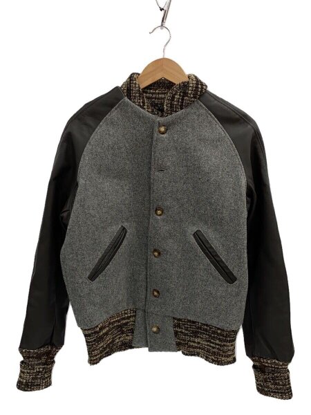 SKOOKUM(スクーカム) / USA製/袖レザー/スタジャン/36/ウール/GRY