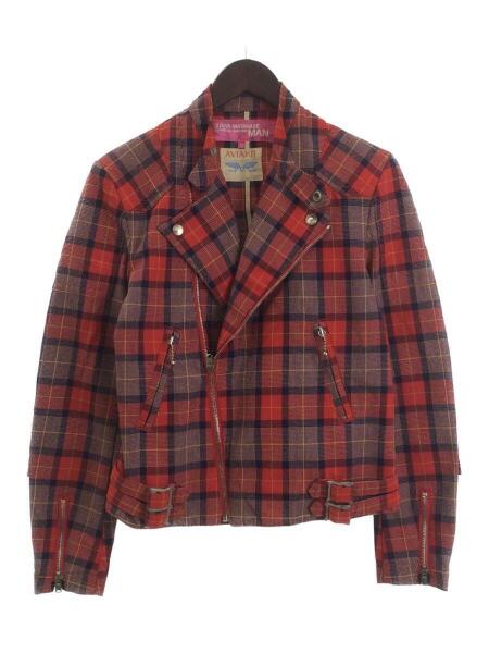 ジュンヤワタナベマンピンク ルイスレザー ライダースジャケット M