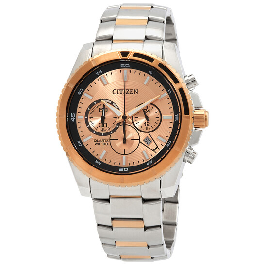 Citizen Chronograph Quartz Rose Gold Dial Men's Watch AN8204-59X