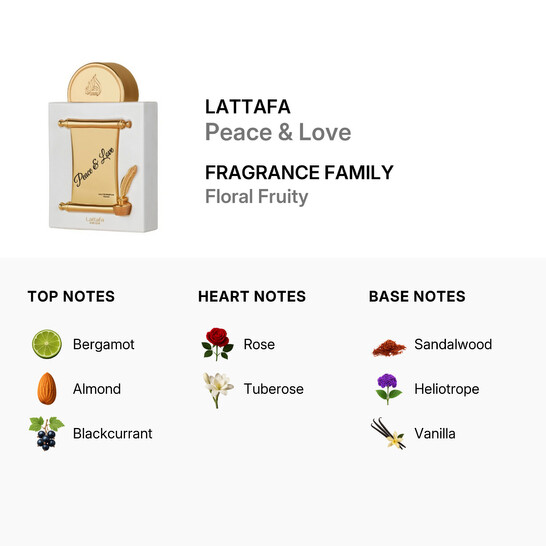 Lattafa Unisex Peace & Love EDP Spray 3.4 oz Fragrances