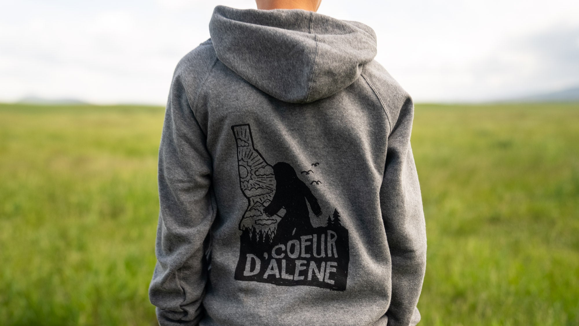 Kids CDA Bigfoot Gray Zip Hoodie | CDA IDAHO Clothing Company