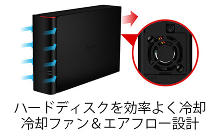 BUFFALO DRAMキャッシュ搭載 外付け ハードディスク 4TB 冷却ファン