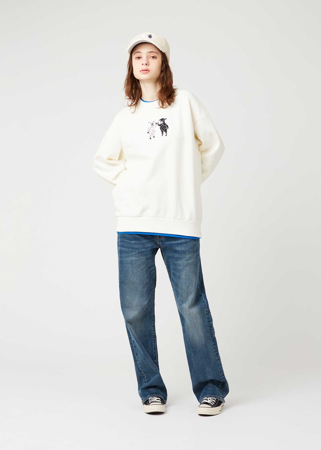 ラムチョップフレンズ｜裏起毛レイヤードビッグスウェット｜ユニ