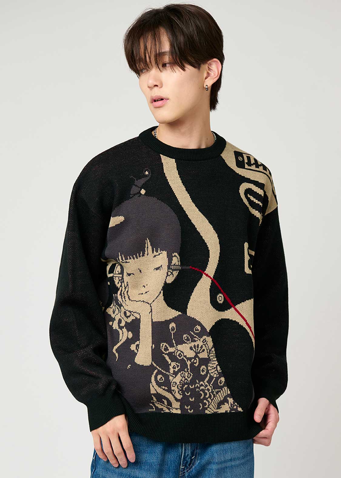 グラニフ Re:繋がる ウォッシャブルジャカードニット アジカン XL 中古