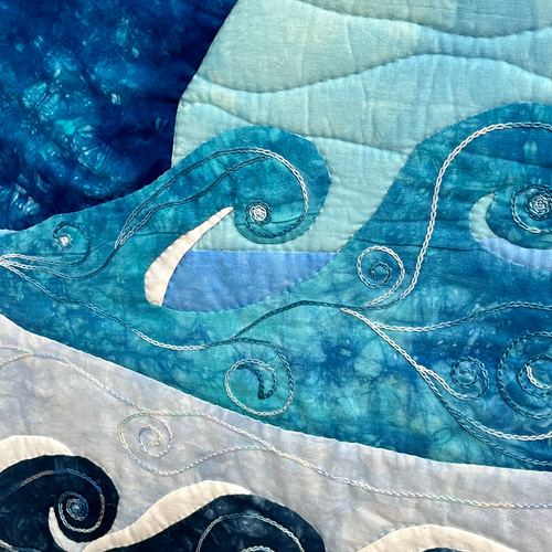 M]ハワイアンキルトタペストリー ホエール タペストリー・壁掛け