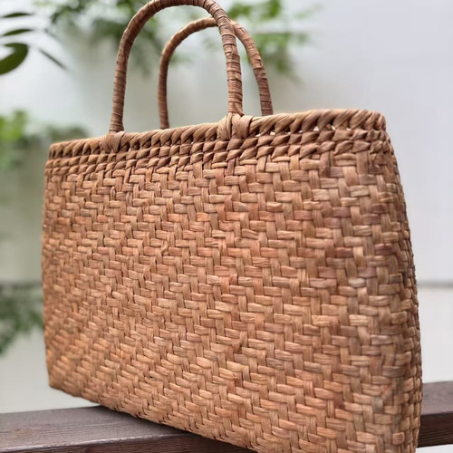 国産山葡萄籠バッグ 手作り 山葡萄かごバッグ 網代編み Lサイズ 目隠し