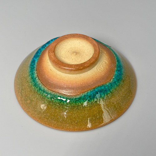 虫明焼 灰釉彩貫入盃(黒井博史作) ブルー 食器 ガラス 陶器 焼物 酒器