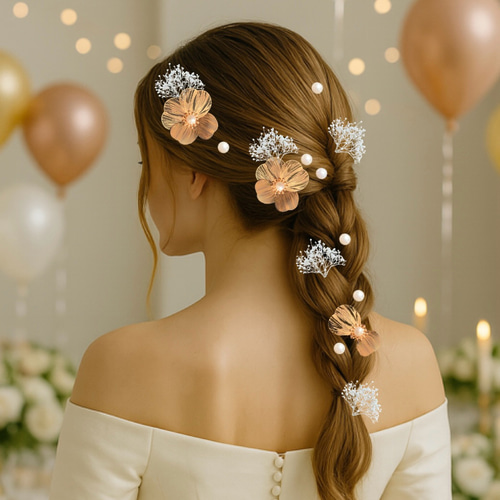 結婚式 髪飾り ウェディングドレス プリザーブドフラワー メタル