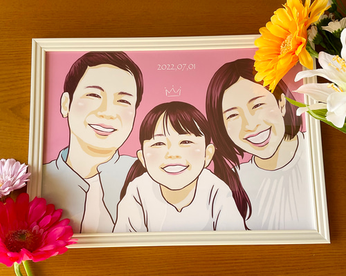 2名さま B4サイズ【似顔絵オーダー】ホワイトフレーム 2名さま B4