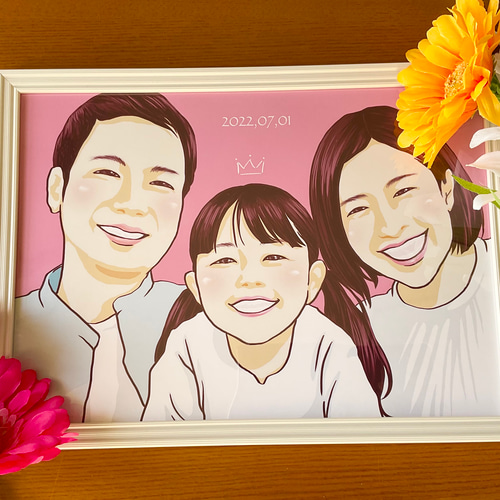 似顔絵オーダー A4 心のこもったプレゼントに♪ 程よいリアル感 誕生日