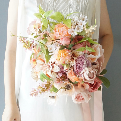 1点もの】ブーケ アーティフィシャルフラワー ピンクのウェディング