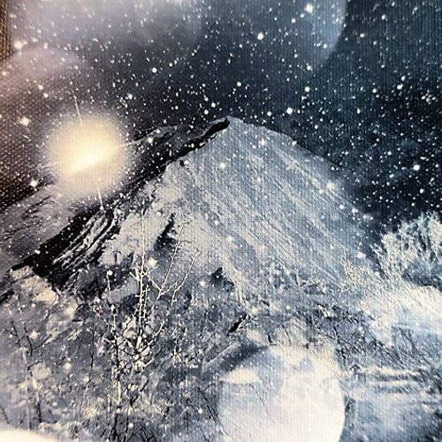 冬富士と三日月」三日月 富士山 幻想的 モノクロ 星 冬 おしゃれ 絵画