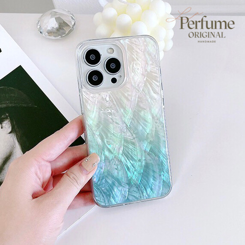 キラキラ天然シェル✨ライトブルー系 ナチュラルグラデーションカラー