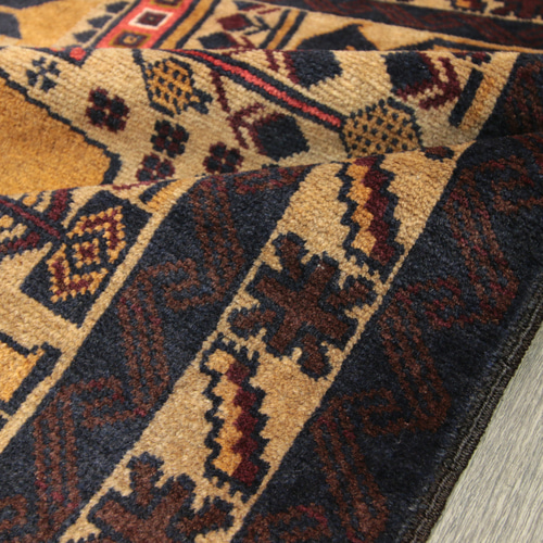 動物モチーフのトライバルラグ アフガニスタン 部族絨毯 オールド