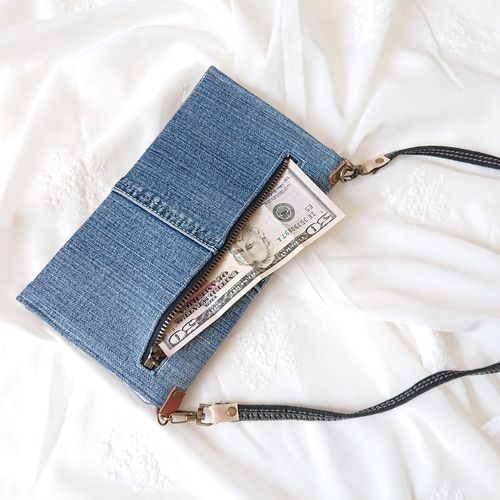9) ウォレット ショルダー お財布ショルダー デニムリメイク スマホ