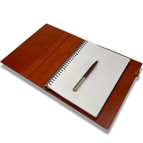 ルーズリーフ バインダー B5 26穴 本革 リングファイル キャメル