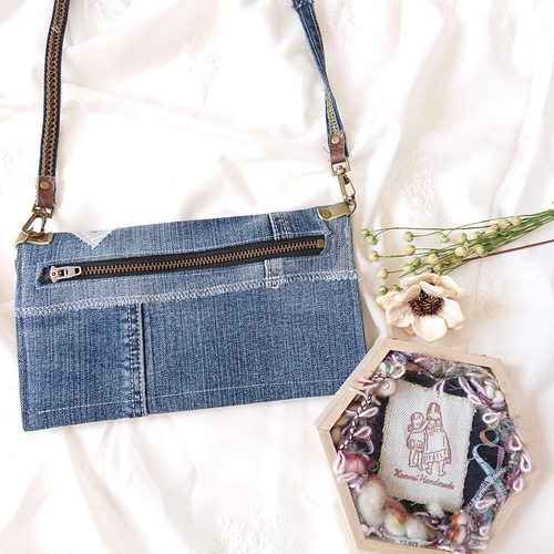 10) ウォレット ショルダー お財布ショルダー デニムリメイク