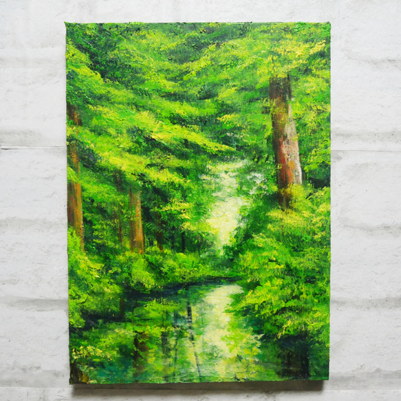 油絵 油彩 油彩画 絵 絵画【新緑の森】 絵画 HR 通販 14637948