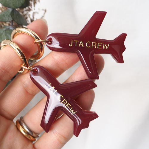 両面文字入可【飛行機チャーム】全12色 レジン 名入れ CA パイロット