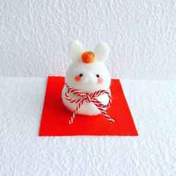 2023年干支のお正月飾りうさぎ鏡餅 羊毛フェルト 羊毛フェルト