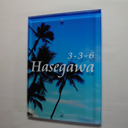 勉強さま専用＊ ヴィンテージ木目背景アクリル表札＊4辺45度斜めカット