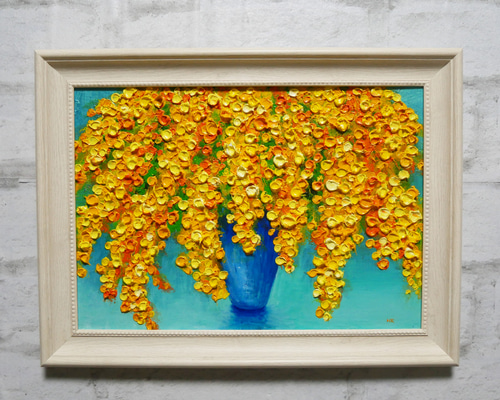 油絵 油彩 油彩画 絵 絵画 【ミモザ】 絵画 HR 通販 14066728