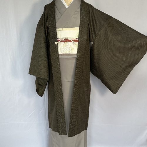 新品 正絹 単衣 女物 長羽織 こげ茶 着物 haori しば田 通販 14087579