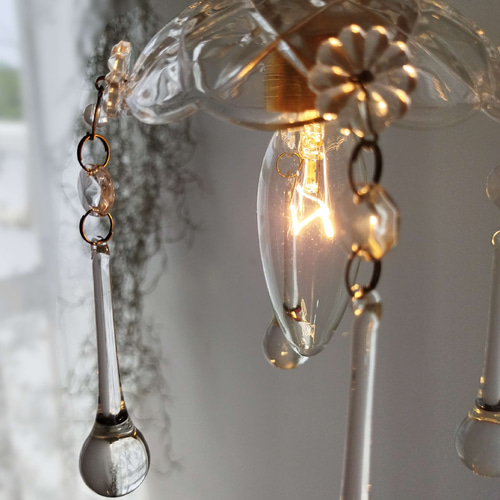 ドロップクリスタルガラスミニシャンデリアペンダントランプ1灯真鍮