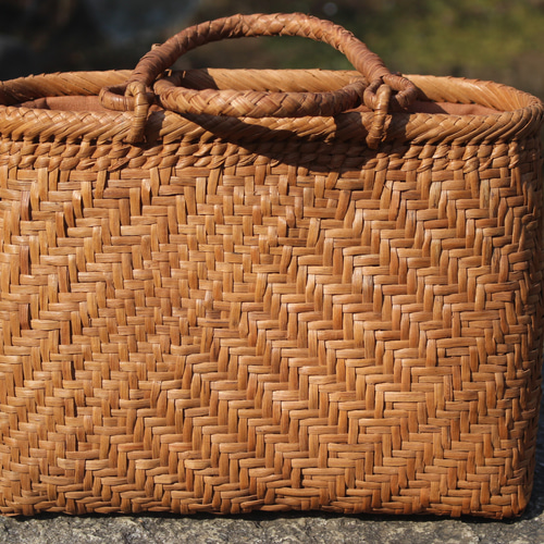 98189 山葡萄 かごバッグ 網代編み やまぶどう 着物 籠 山葡萄 籠