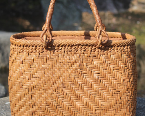 98189 山葡萄 かごバッグ 網代編み やまぶどう 着物 籠 山葡萄 籠