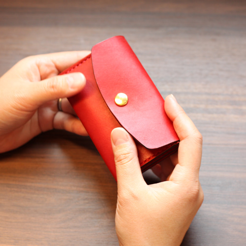 本革名刺入れ、カードケース(赤)_栃木レザー 名刺入れ・カードケース