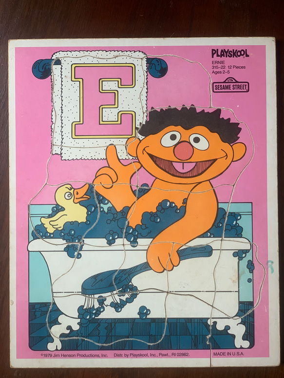 アメリカンビンテージ セサミストリート木製パズル1970年代【アーニー