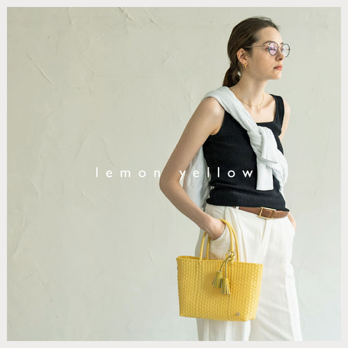 超軽量 メルカドバッグ かごバッグ 大容量 タッセル Sサイズ グレー