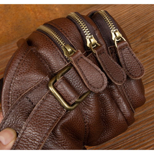 植物タンニン鞣し牛革ボディバッグ ポケットが多いです本革ウエスト