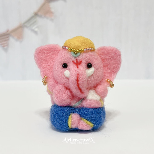 受注制作(夢をかなえる象ガネーシャさま)大きめサイズ 羊毛フェルト