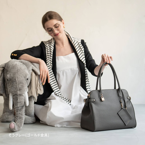 本革 トートバッグ 2way ビジネス A4 大容量 シルバー金具 ブラック