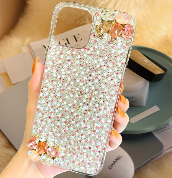 スワロフスキー ビジュ盛り スマホケース スマホカバー キラキラ 春 桜