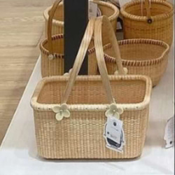 ナンタケットバスケット・10インチ・オーバル蓋付き かごバッグ