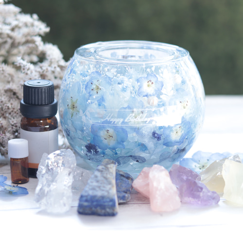 選べる天然石アロマストーン】「ネモフィラ&アクアマリンの水中庭園